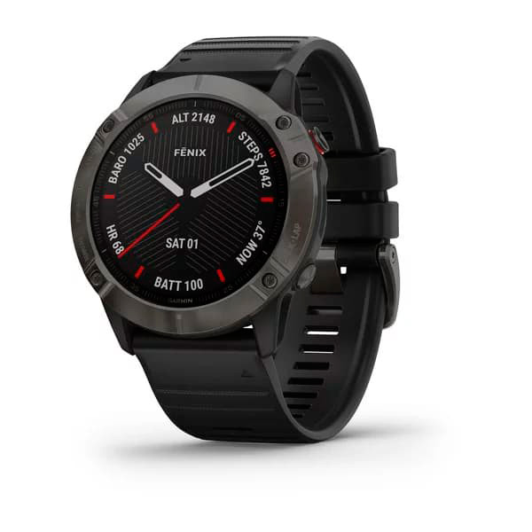 Умные часы Garmin fenix 6X Sapphire серый DLC с черным ремешком (51mm)